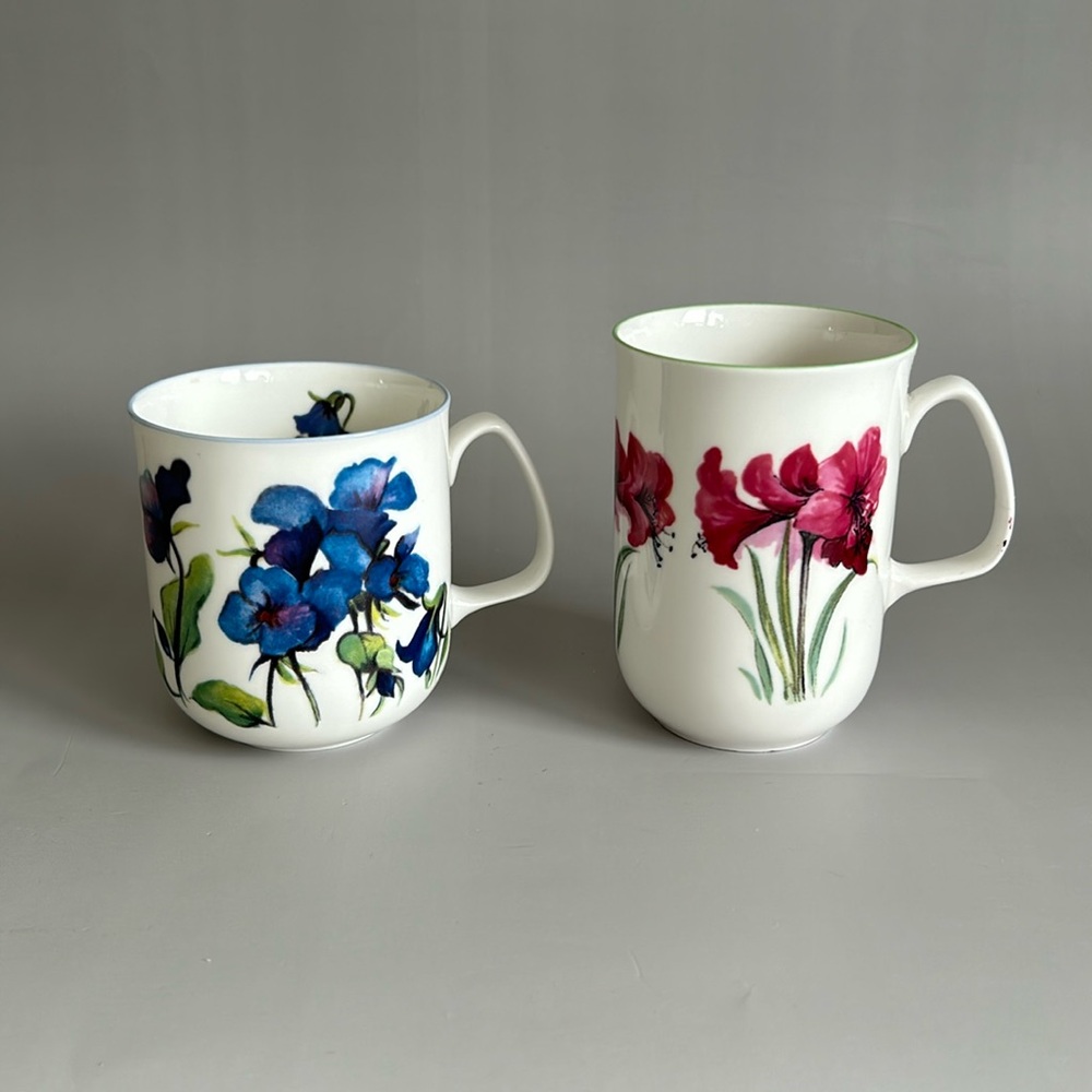 Set Of Two Fine Bone China Mugs/ Rose Of England/Made In England